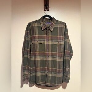 RALPH LAUREN Purple Label Plaid Button Up Shirt Green Men XL Cotton Italy